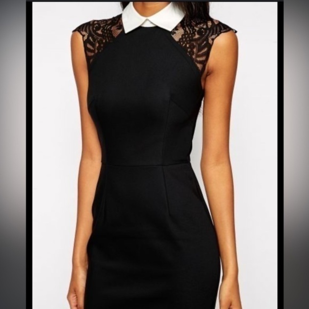 ASOS lace black dress with white collar